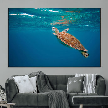 91440-MGV-CV-36X24-Sea Turtle Wall Art – Ocean Turtle Canvas Print, Underwater Marine Life Decor for Living Room, Office, Beach House or Bathroom