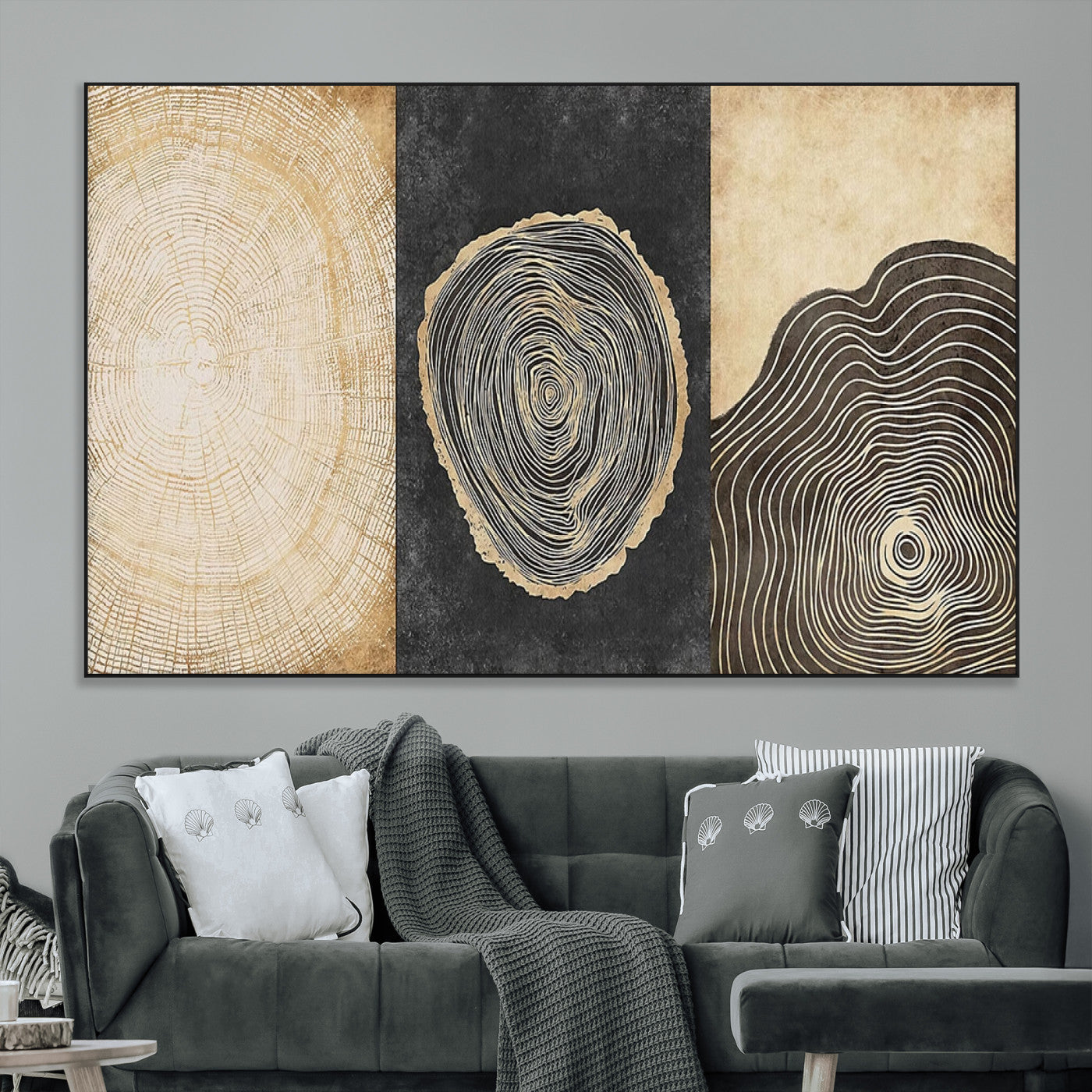 77785-MGV-CV-36X24-Tree Ring Abstract Wall Art – Rustic Wood Growth Pattern Canvas Prints, Modern Nature-Inspired Decor for Living Room or Office