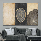 77785-MGV-CV-36X24-Tree Ring Abstract Wall Art – Rustic Wood Growth Pattern Canvas Prints, Modern Nature-Inspired Decor for Living Room or Office