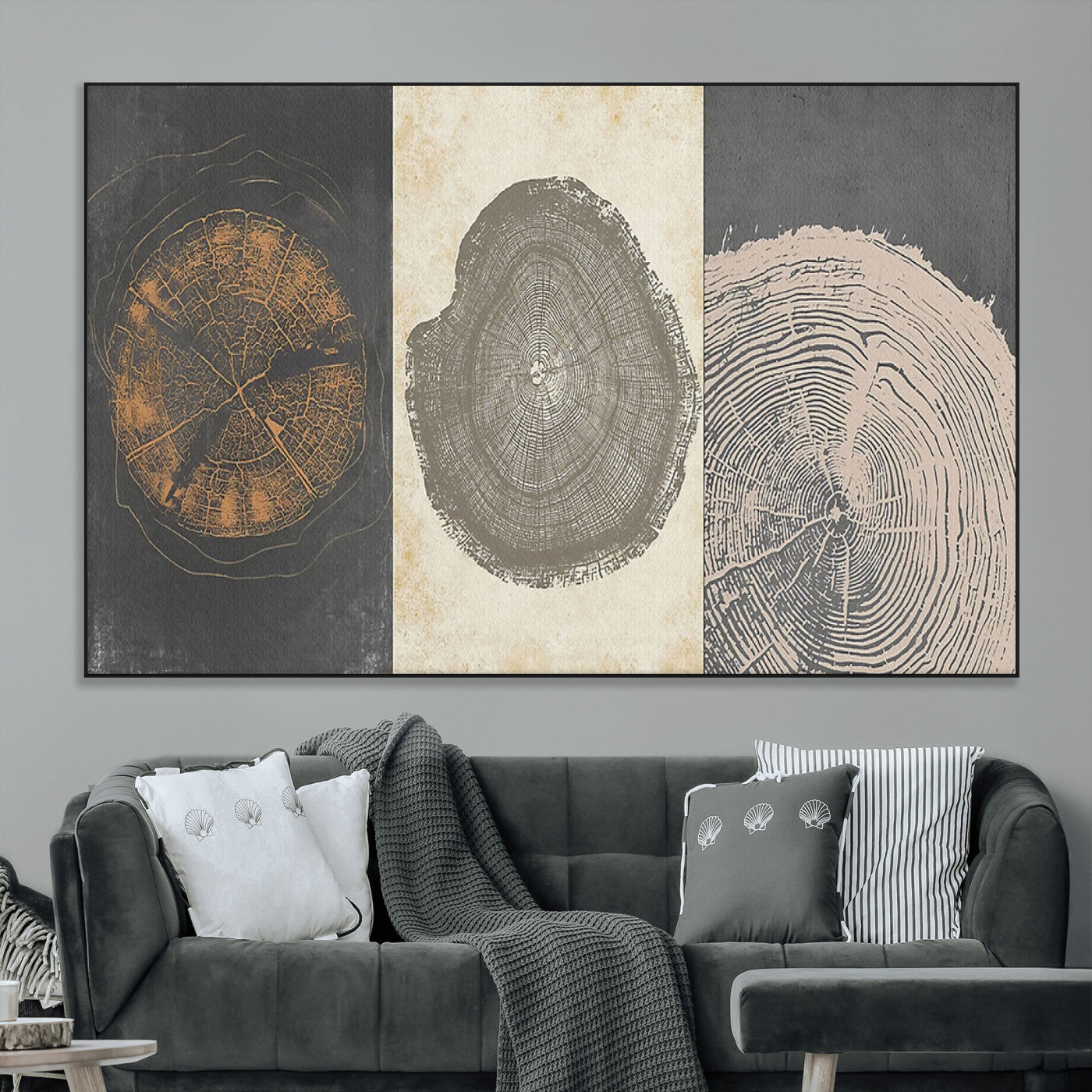 80725-MGV-CV-36X24-Wood Tree Rings Wall Art Canvas Print, Framed Tree Rings Art Picture Print, Abstract Tree Rings Perfect Modern Boho Decor Artwork