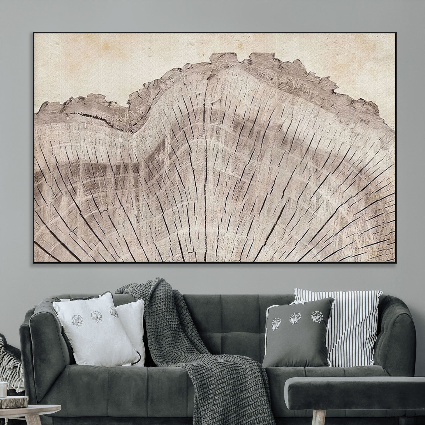 67528-MGV-CV-36X24-Wood Ring Wall Art Canvas Print, Framed Tree Ring Art Picture Print, Rustic Tree Ring Perfect Neutral Boho Decor Artwork