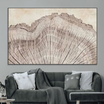67528-MGV-CV-36X24-Wood Ring Wall Art Canvas Print, Framed Tree Ring Art Picture Print, Rustic Tree Ring Perfect Neutral Boho Decor Artwork
