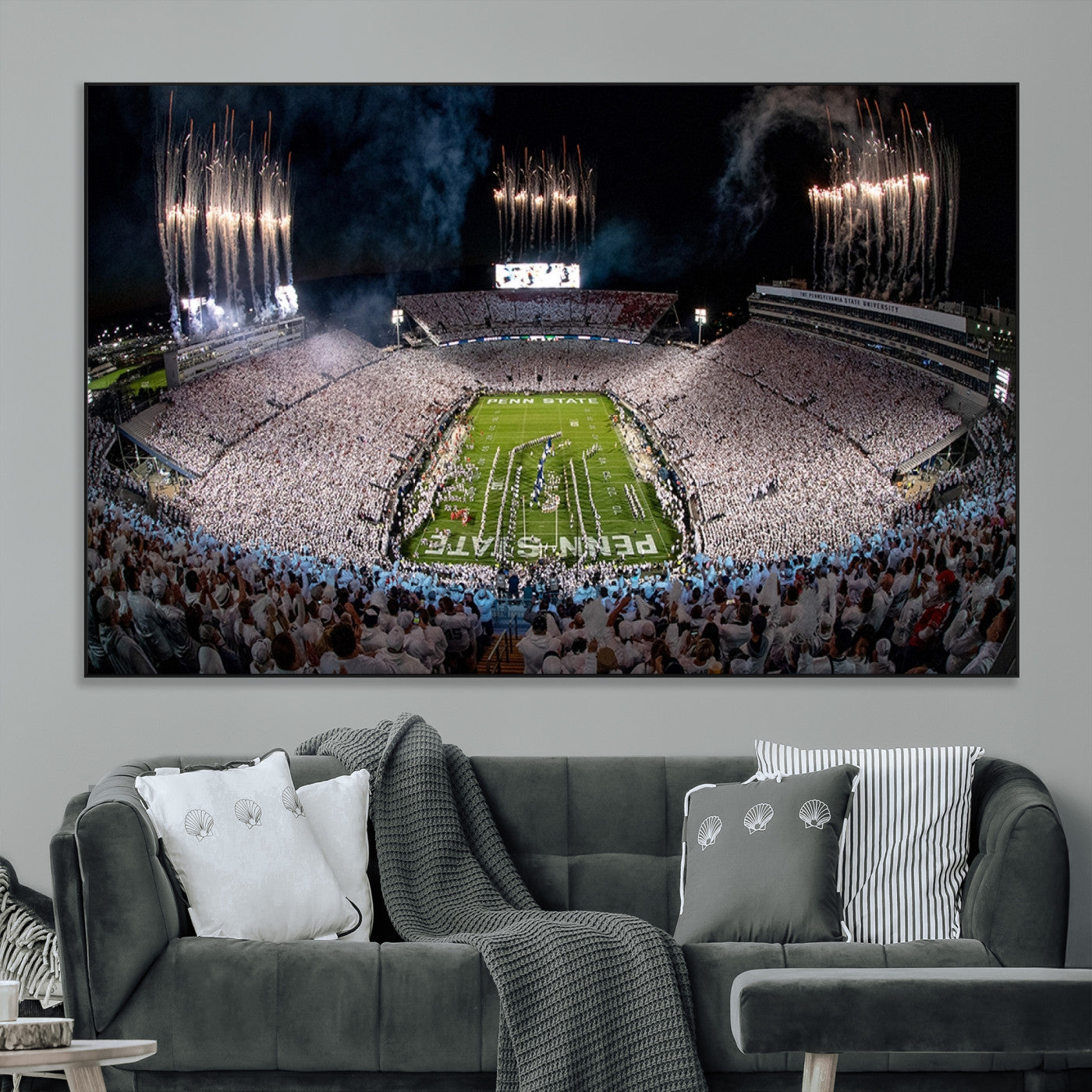 11391-MGV-CV-36X24-Penn State Stadium Wall Art – Panoramic White Out Football Game Canvas Print, College Sports Decor for Office, Man Cave, or Living