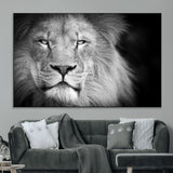 94453-MGV-CV-36X24-Lion Portrait Wall Art – Black and White King of the Jungle Canvas Print, Safari Wildlife Decor for Office, Bedroom, or Living