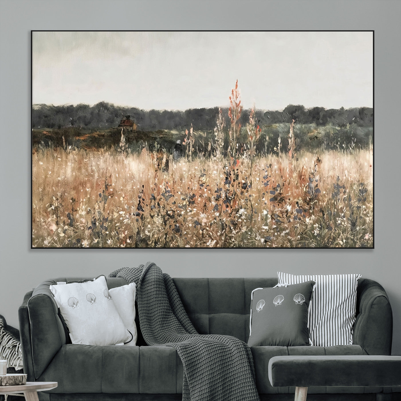 46308-MGV-CV-36X24-Wildflower Field Wall Art – Rustic Meadow Landscape Canvas Print, Country Nature Decor for Living Room, Bedroom or Farmhouse