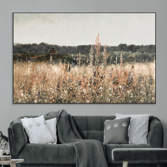 46308-MGV-CV-36X24-Wildflower Field Wall Art – Rustic Meadow Landscape Canvas Print, Country Nature Decor for Living Room, Bedroom or Farmhouse