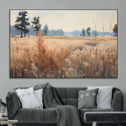 98822-MGV-CV-36X24-Autumn Meadow Wall Art – Tranquil Grassland Landscape Canvas Print, Rustic Country Decor for Living Room, Bedroom or Farmhouse