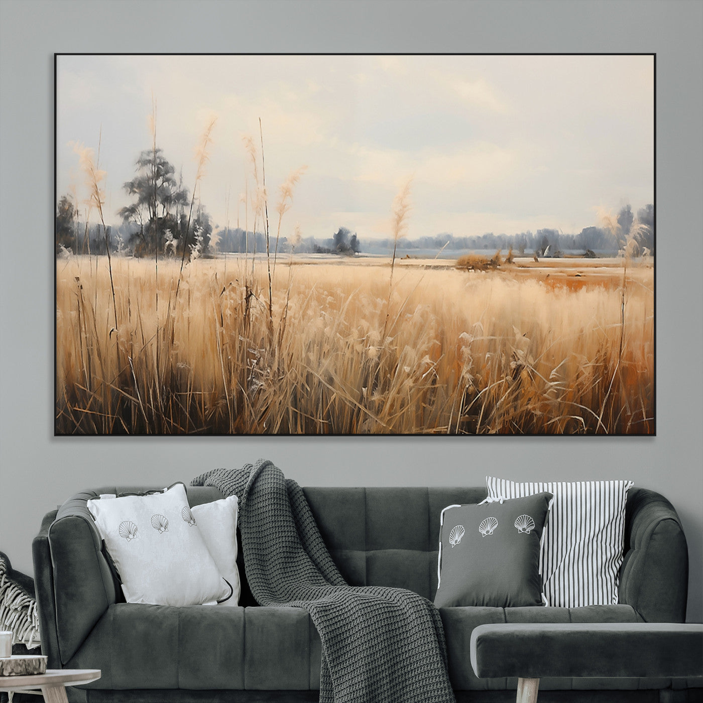 38193-MGV-CV-36X24-Golden Meadow Wall Art – Serene Grassland Landscape Canvas Print, Rustic Nature Decor for Bedroom, Living Room or Farmhouse
