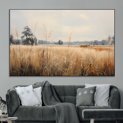 38193-MGV-CV-36X24-Golden Meadow Wall Art – Serene Grassland Landscape Canvas Print, Rustic Nature Decor for Bedroom, Living Room or Farmhouse