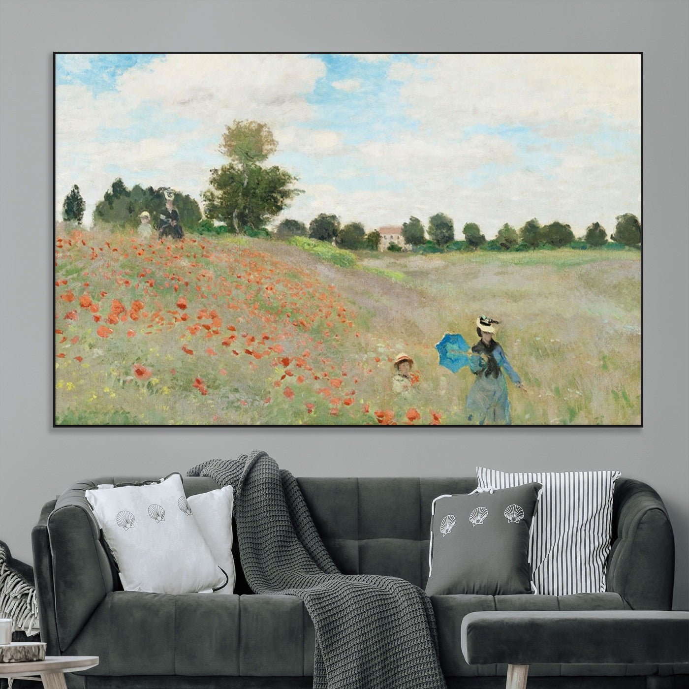 74890-MGV-CV-36X24-Monet Poppy Field Wall Art – Impressionist Landscape Canvas Print, Classic French Artwork for Living Room, Bedroom or Office Decor