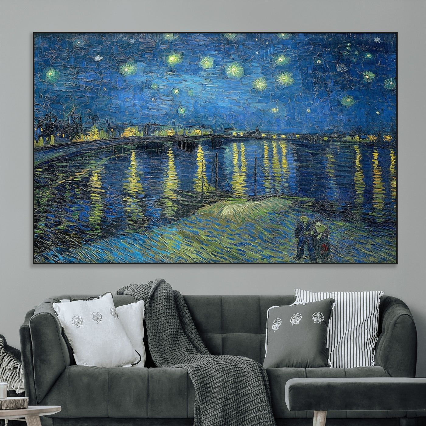 94605-MGV-CV-36X24-Starry Night Over the Rhone Wall Art – Vincent van Gogh Canvas Print, Famous Impressionist Painting for Living Room, Office