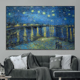 94605-MGV-CV-36X24-Starry Night Over the Rhone Wall Art – Vincent van Gogh Canvas Print, Famous Impressionist Painting for Living Room, Office