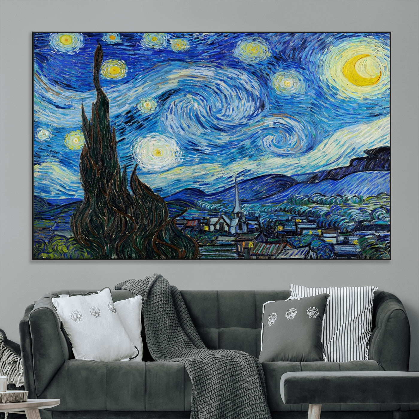 39177-MGV-CV-36X24-Starry Night Wall Art – Vincent van Gogh Famous Painting Canvas Print, Timeless Starry Sky Decor for Living Room, Bedroom or