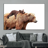 76943-SEG-FC-51X34_Oversize_Oversize-Mom Bear Wall Art Canvas Print, Framed Bear Photography Art Picture Print, Rustic Bear and Cub Perfect Rustic Farmhouse Decor