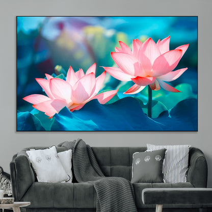 32559-MGV-CV-36X24-Lotus Flower Wall Art – Pink Water Lily Canvas Print, Tranquil Nature Decor for Living Room, Bedroom or Meditation Space