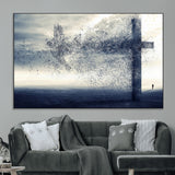 55718-MGV-CV-36X24-Surreal Cross Wall Art – Spiritual Faith Canvas Print, Abstract Christian Artwork with Modern Religious Symbol for Living Room,