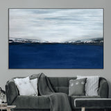 62197-MGV-CV-36X24-Abstract Ocean Wall Art – Minimalist Blue and White Canvas Print, Modern Coastal Seascape Painting for Bedroom, Living Room or