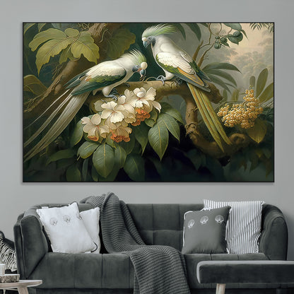 84047-MGV-CV-36X24-Tropical Birds Wall Art – Elegant Botanical Canvas Print, Exotic Nature Decor for Living Room, Bedroom or Office