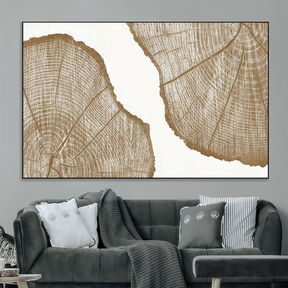 99692-MGV-CV-36X24-Tree Ring Linocut Wall Art Canvas Print, Framed Wood Cut Art Picture Print, Tree Rings Perfect Minimalist Rustic Decor Artwork