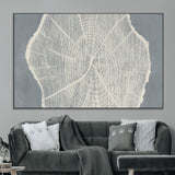 25547-MGV-CV-36X24-Tree Ring Wall Art Canvas Print, Framed Linocut Tree Ring Art Picture Print, Wood Texture Perfect Minimalist Farmhouse Decor