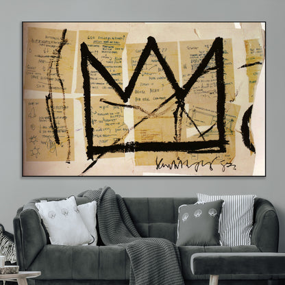37215-MGV-CV-36X24-Abstract Crown Wall Art – Urban Graffiti Style Canvas Print Modern Street Art Design, Bold Contemporary Decor for Living Room,