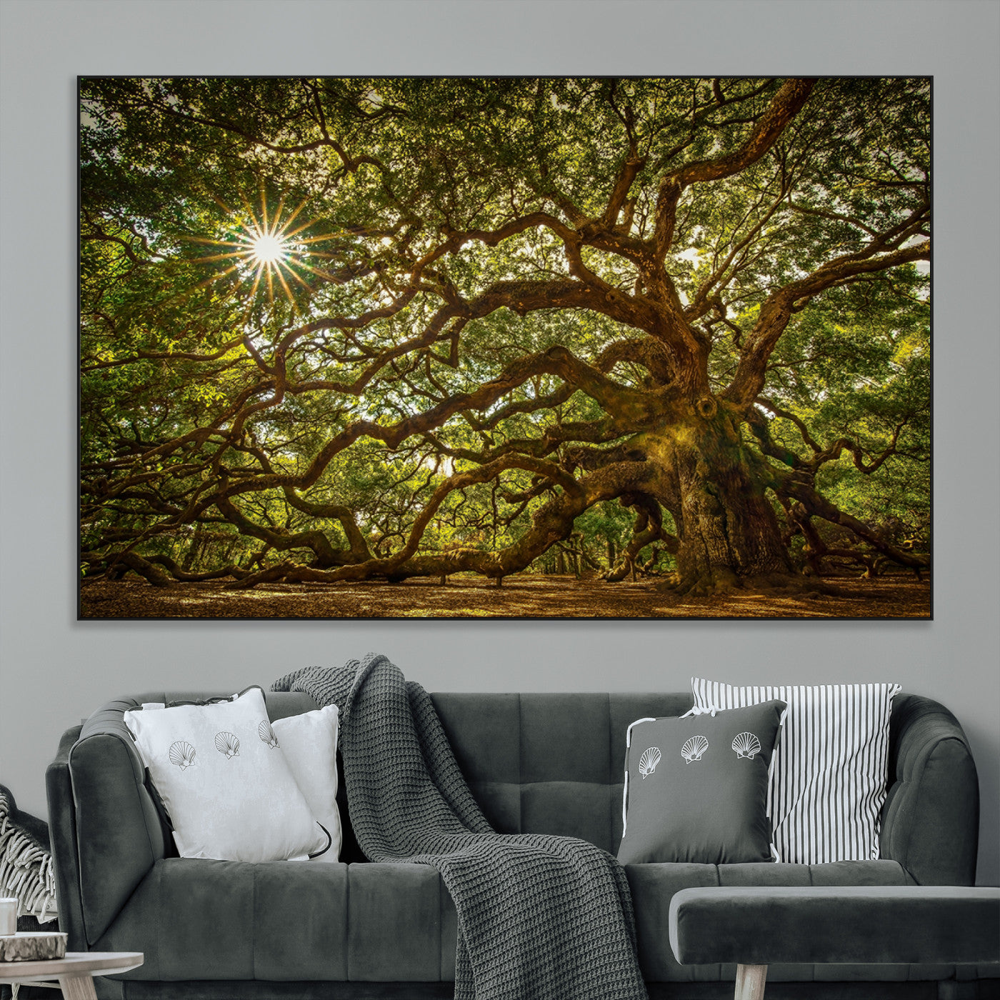 57983-MGV-CV-36X24-Angel Oak Tree Wall Art Canvas Print, Framed Oak Tree Art Picture Print, Angel Oak Perfect Rustic Nature Decor Artwork