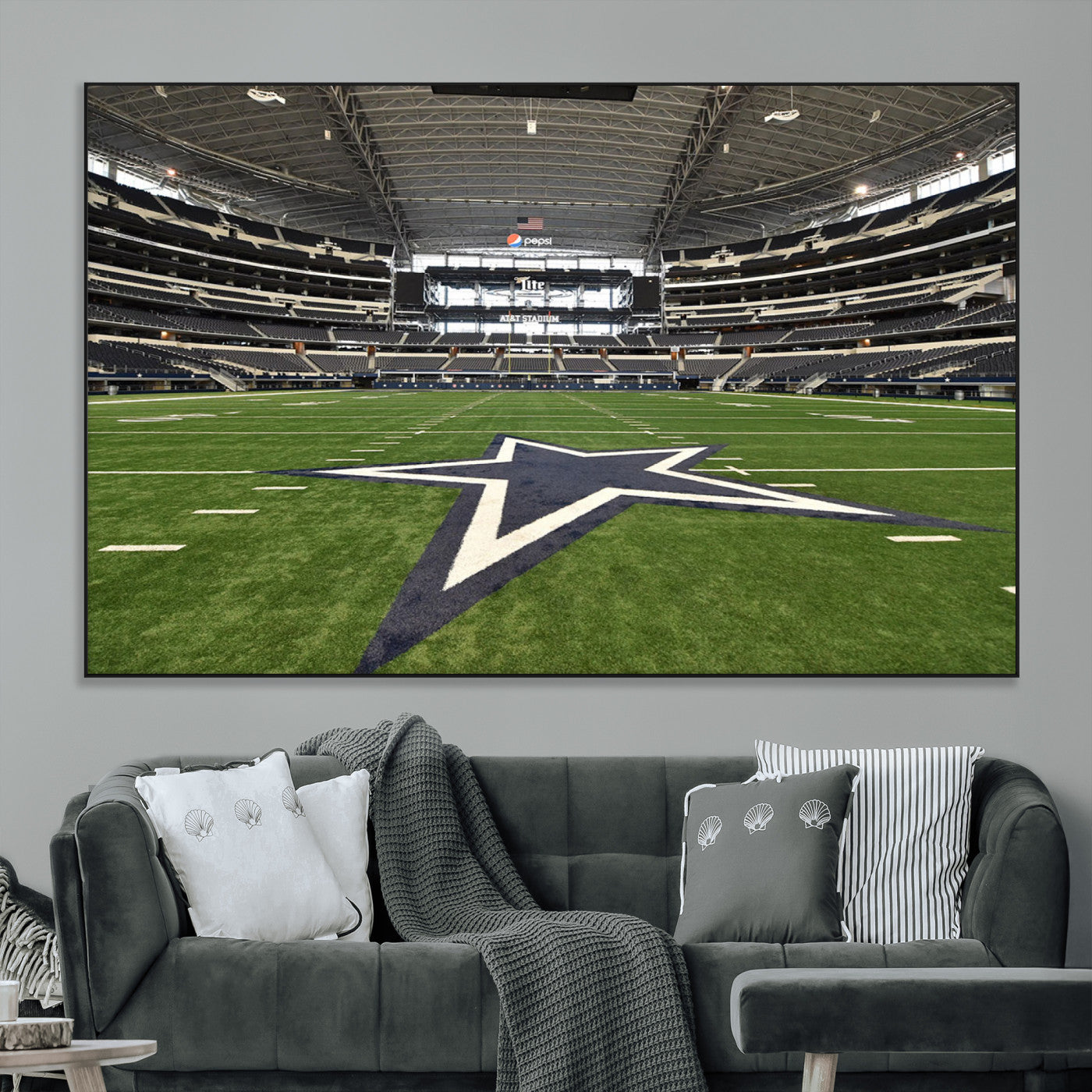 14834-MGV-CV-36X24-Dallas Att Stadium Wall Art Canvas Print, Framed Texas NFL Stadium Art Picture Print, American Football Stadium Perfect Sports