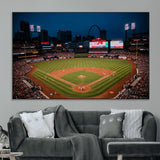 38612-MGV-CV-36X24-Busch Stadium Wall Art Canvas Print, Framed Missouri Stadium Art Picture Print, Busch Stadium Field Perfect Sports Room Decor