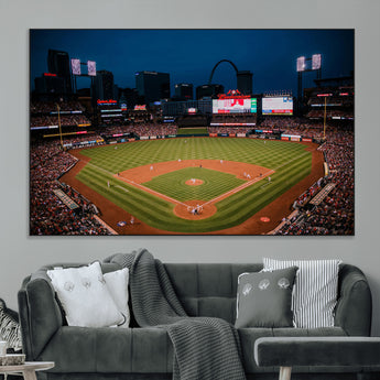 38612-MGV-CV-36X24-Busch Stadium Wall Art Canvas Print, Framed Missouri Stadium Art Picture Print, Busch Stadium Field Perfect Sports Room Decor