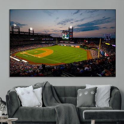 17415-MGV-CV-36X24-Philadelphia Phillies Stadium Wall Art Canvas Print, Framed Citizens Bank Park Art Picture Print, Phillies Stadium Field Perfect