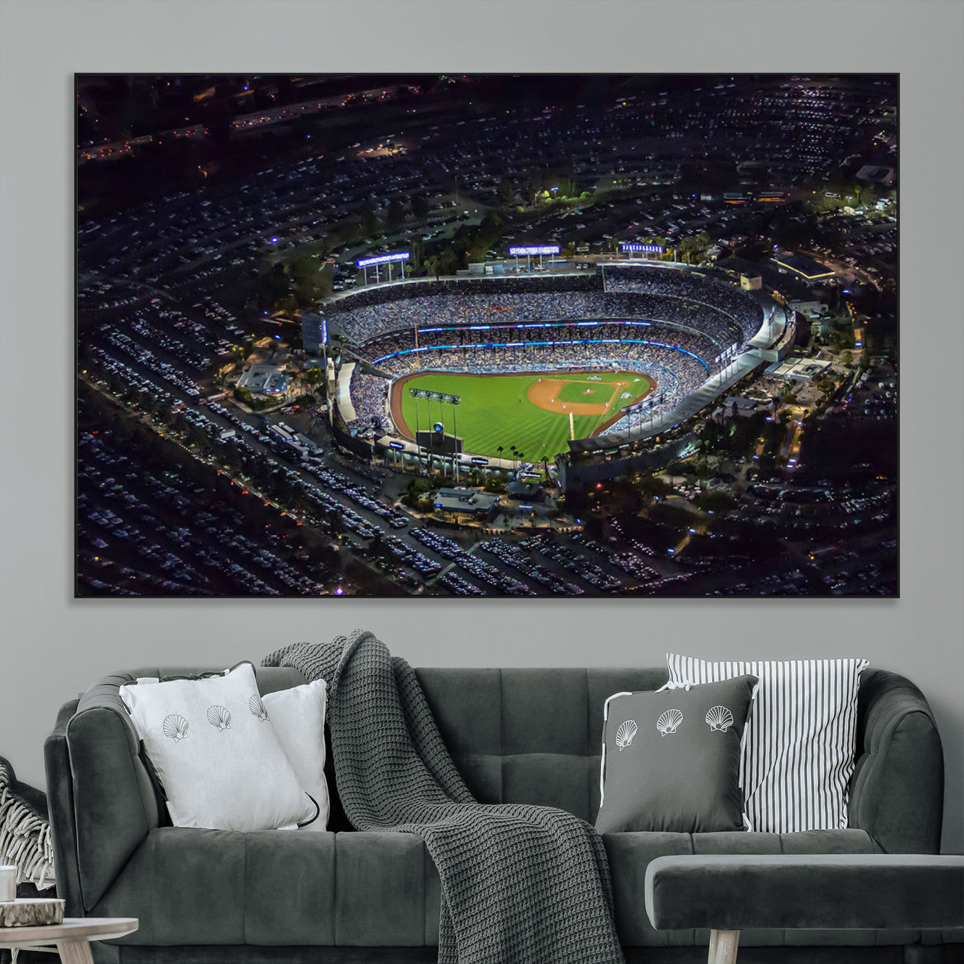 16515-MGV-CV-36X24-Dodgers Stadium Wall Art Canvas Print, Framed Baseball Stadium Art Picture Print, Dodgers Field Perfect Sport Room Decor Artwork
