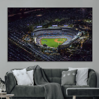 16515-MGV-CV-36X24-Dodgers Stadium Wall Art Canvas Print, Framed Baseball Stadium Art Picture Print, Dodgers Field Perfect Sport Room Decor Artwork