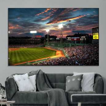 66781-MGV-CV-36X24-Baseball Stadium Wall Art – Canvas Print Evening Game Field Packed Crowd Sunset Sky Sports Photography, Dynamic Decor for Game