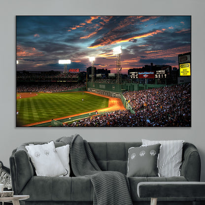 66781-MGV-CV-36X24-Baseball Stadium Wall Art – Canvas Print Evening Game Field Packed Crowd Sunset Sky Sports Photography, Dynamic Decor for Game