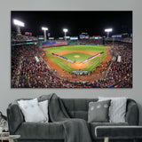 47365-MGV-CV-36X24-Fenway Park Stadium Wall Art Canvas Print, Framed Boston Baseball Stadium Art Picture Print, MLB Stadium Field Perfect Sport Room
