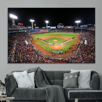 47365-MGV-CV-36X24-Fenway Park Stadium Wall Art Canvas Print, Framed Boston Baseball Stadium Art Picture Print, MLB Stadium Field Perfect Sport Room