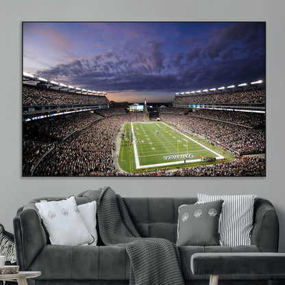 52712-MGV-CV-36X24-Gillette Stadium Field Wall Art Canvas Print, Framed Massachusetts Stadium Art Picture Print, Gillette Stadium Perfect Sport Room