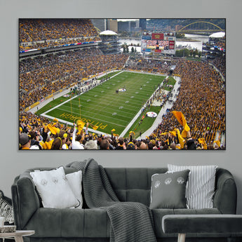 51419-MGV-CV-36X24-Heinz Field Wall Art Canvas Print, Framed Pittsburgh Stadium Field Art Picture Print, Heinz Stadium Field Perfect Sports Room