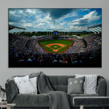 37127-MGV-CV-36X24-Kauffman Stadium Wall Art Canvas Print, Framed Kansas City Royals Field Art Picture Print, Baseball Stadium Perfect Sport Room