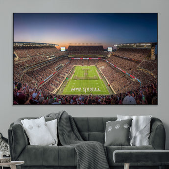 17421-MGV-CV-36X24-Kyle Field Wall Art Canvas Print, Framed Texas Stadium Art Picture Print, Kyle Field Stadium Perfect Sport Room Decor Artwork