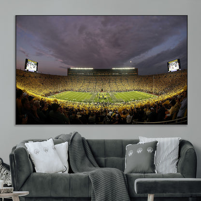 72404-MGV-CV-36X24-Michigan Wolverine Stadium Wall Art Canvas Print, Framed Michigan Stadium Art Picture Print, Football Stadium Perfect Sport Room