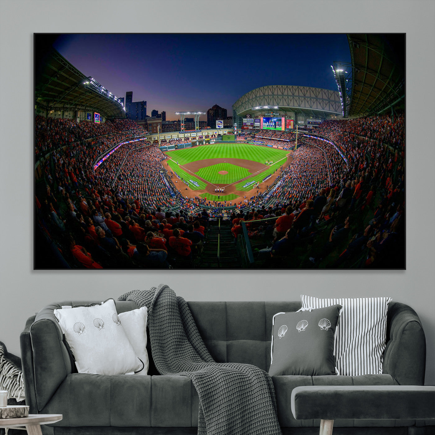 44322-MGV-CV-36X24-Minute Maid Park Wall Art Canvas Print, Framed Houston Astros Stadium Art Picture Print, Houston Astros Field Perfect Sports Room