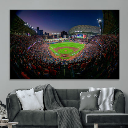 44322-MGV-CV-36X24-Minute Maid Park Wall Art Canvas Print, Framed Houston Astros Stadium Art Picture Print, Houston Astros Field Perfect Sports Room
