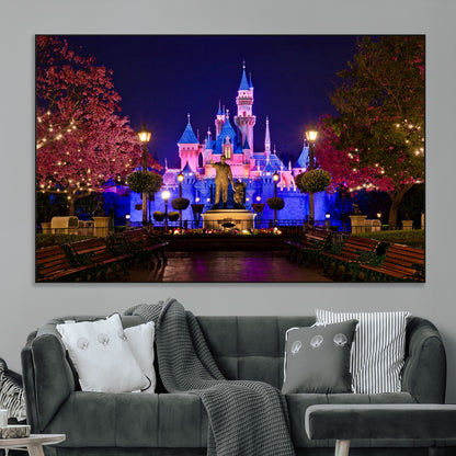 79435-MGV-CV-36X24-Disney Castle Wall Art Canvas Print, Framed Magic Kingdom Art Picture Print, Disney World Perfect Child Room Decor Artwork