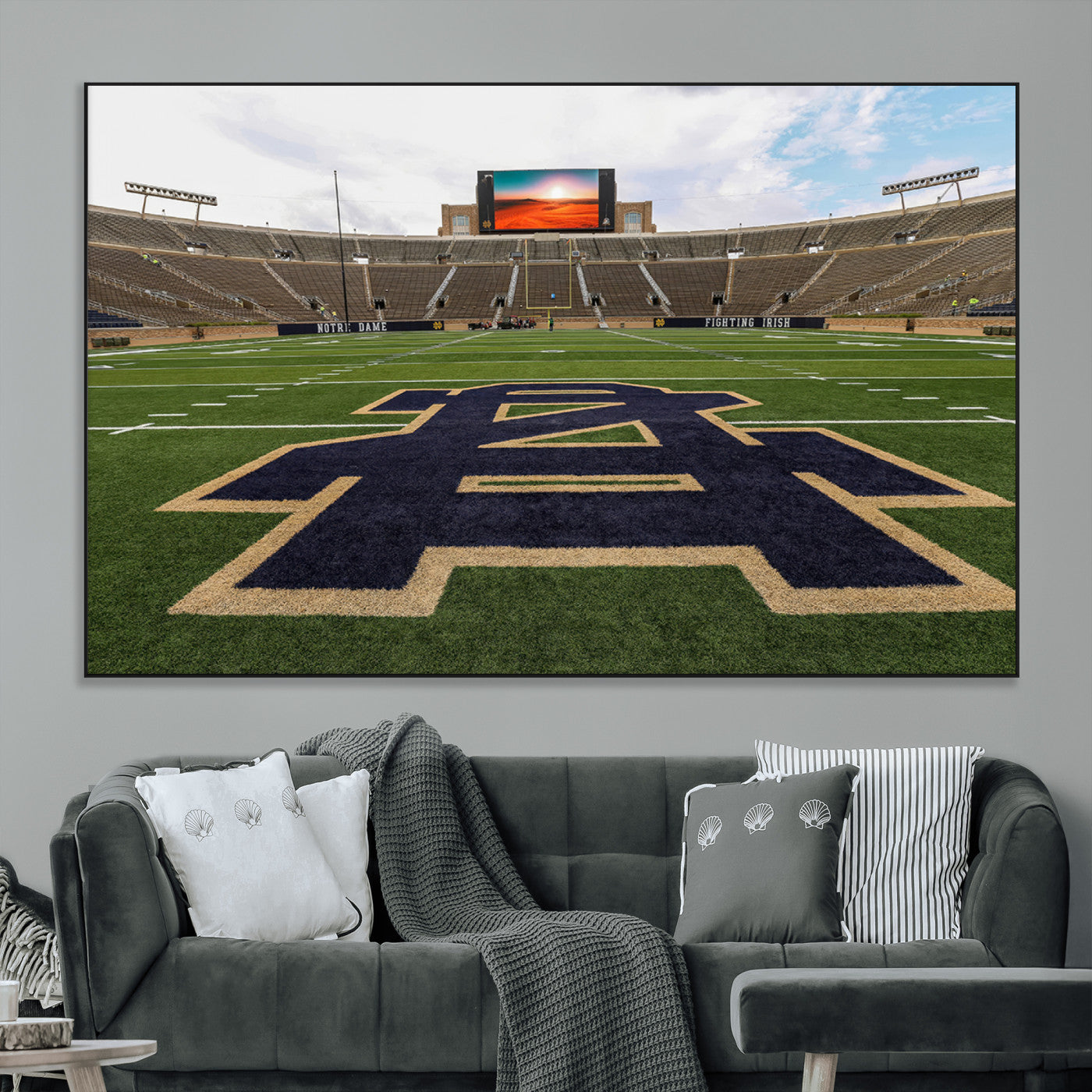 52835-MGV-CV-36X24-Notre Dame Stadium Wall Art Canvas Print, Framed Indiana Stadium Art Picture Print, Notre Dame Field Perfect Sport Room Decor