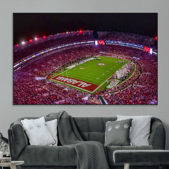 11343-MGV-CV-36X24-Bryant-Denny Stadium Wall Art – Panoramic Alabama Crimson Tide Football Field Canvas Print, Game Day Decor for Office, Man Cave or