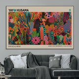 40791-MGV-CV-36X24-Kusama Inspired Wall Art – Vibrant Abstract Floral Jungle Canvas Print, Bold Pop Art Botanical Decor for Living Room, Bedroom, or