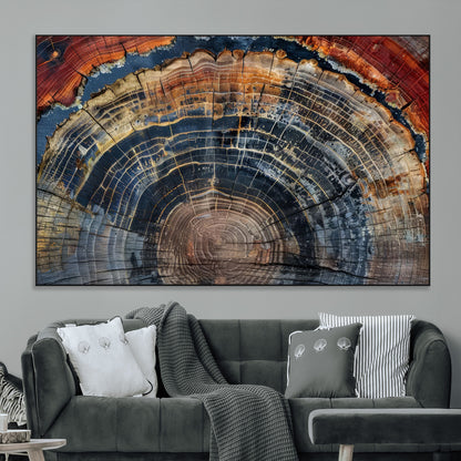 63519-MGV-CV-36X24-Tree Ring Wall Art – Rustic Nature Wood Grain Canvas Print, Abstract Natural Texture Artwork Poster for Living Room, Bedroom,
