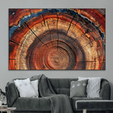 28555-MGV-CV-36X24-Tree Ring Wall Art – Rustic Wood Grain Canvas Print, Natural Texture Abstract Artwork Poster for Living Room, Bedroom, Office,