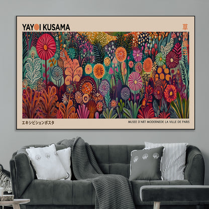 51280-MGV-CV-36X24-Abstract Yayoi Kusama Wall Art Canvas Print, Framed Japanese Wabi Sabi Art Picture Print, Yayoi Kusama Perfect Abstract Modern